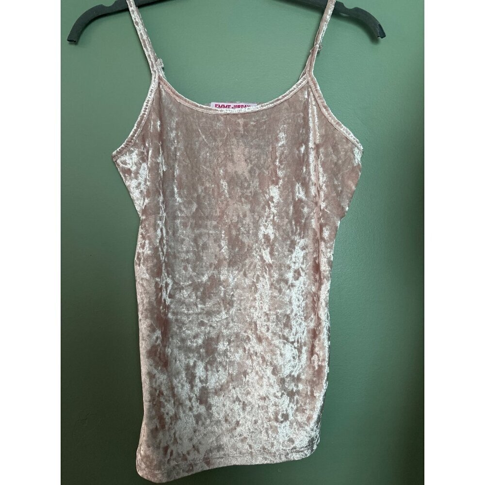 Light Pink Velvet Tank Top Women’s Size M Y2K Festival Rave Club Cottagecore - Picture 1 of 5